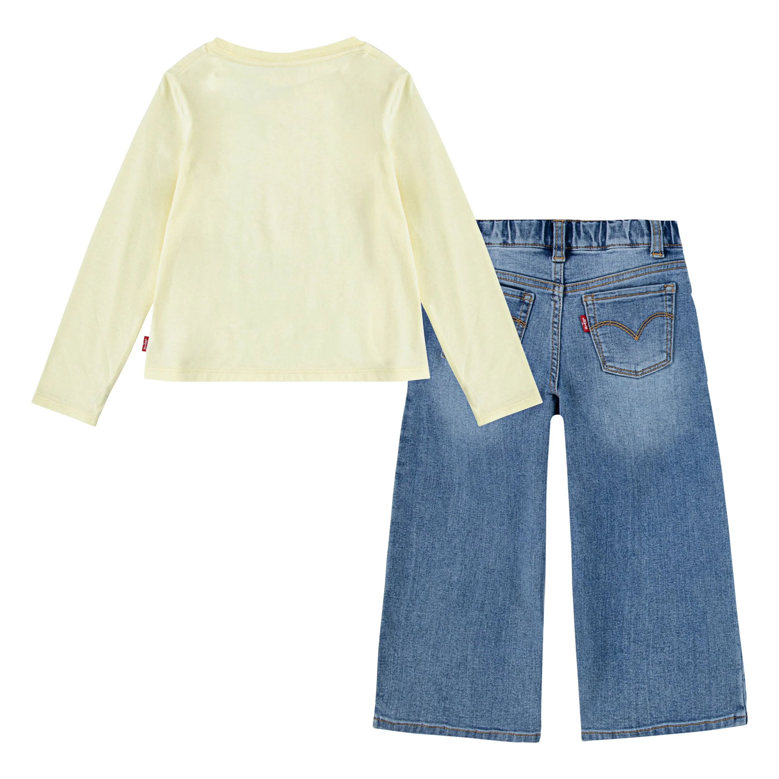 Bear Tee & Wide Denim Pants Set (Little Kid) - Image 2