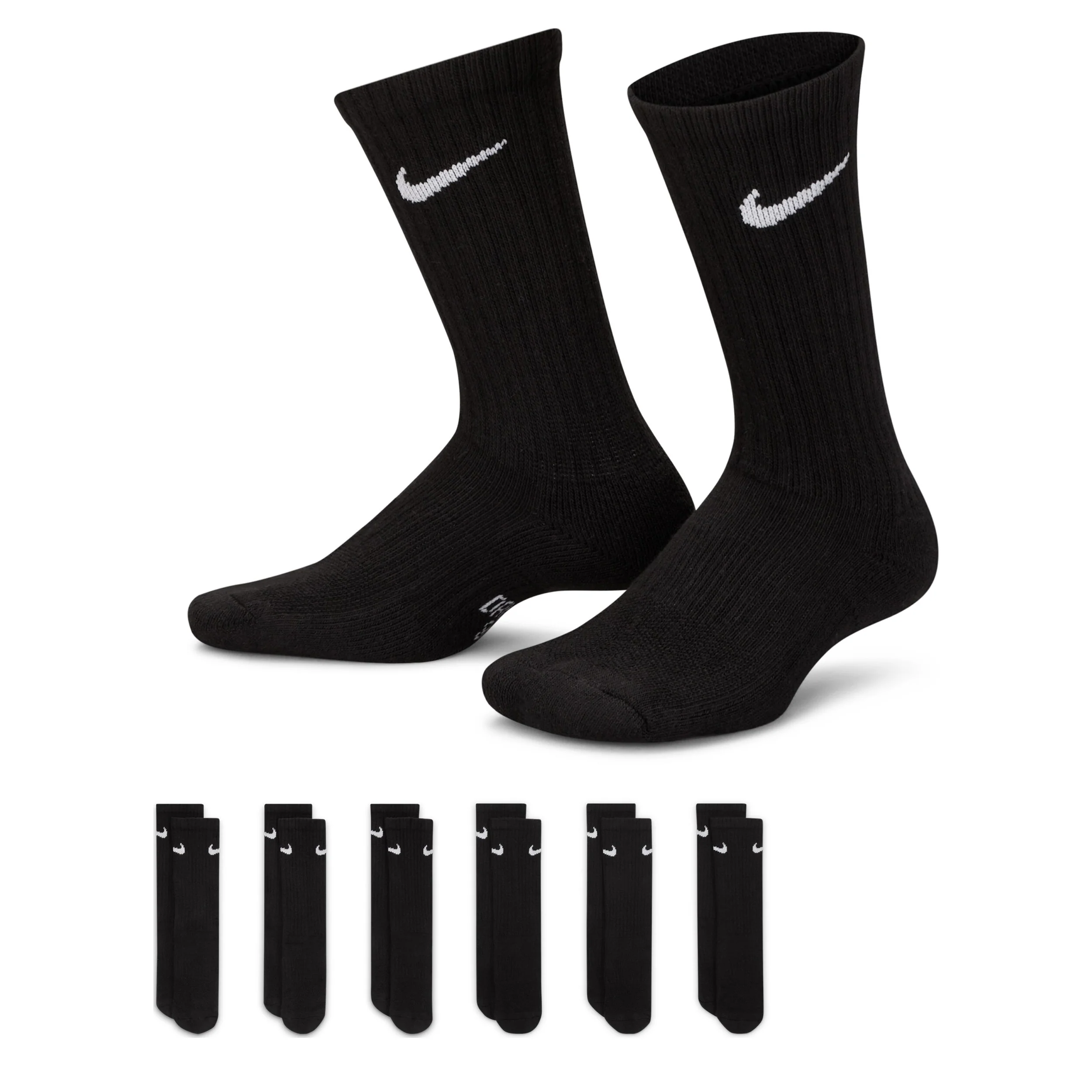 Everyday Cushioned Crew Socks 6 Pair (3Y-5Y)