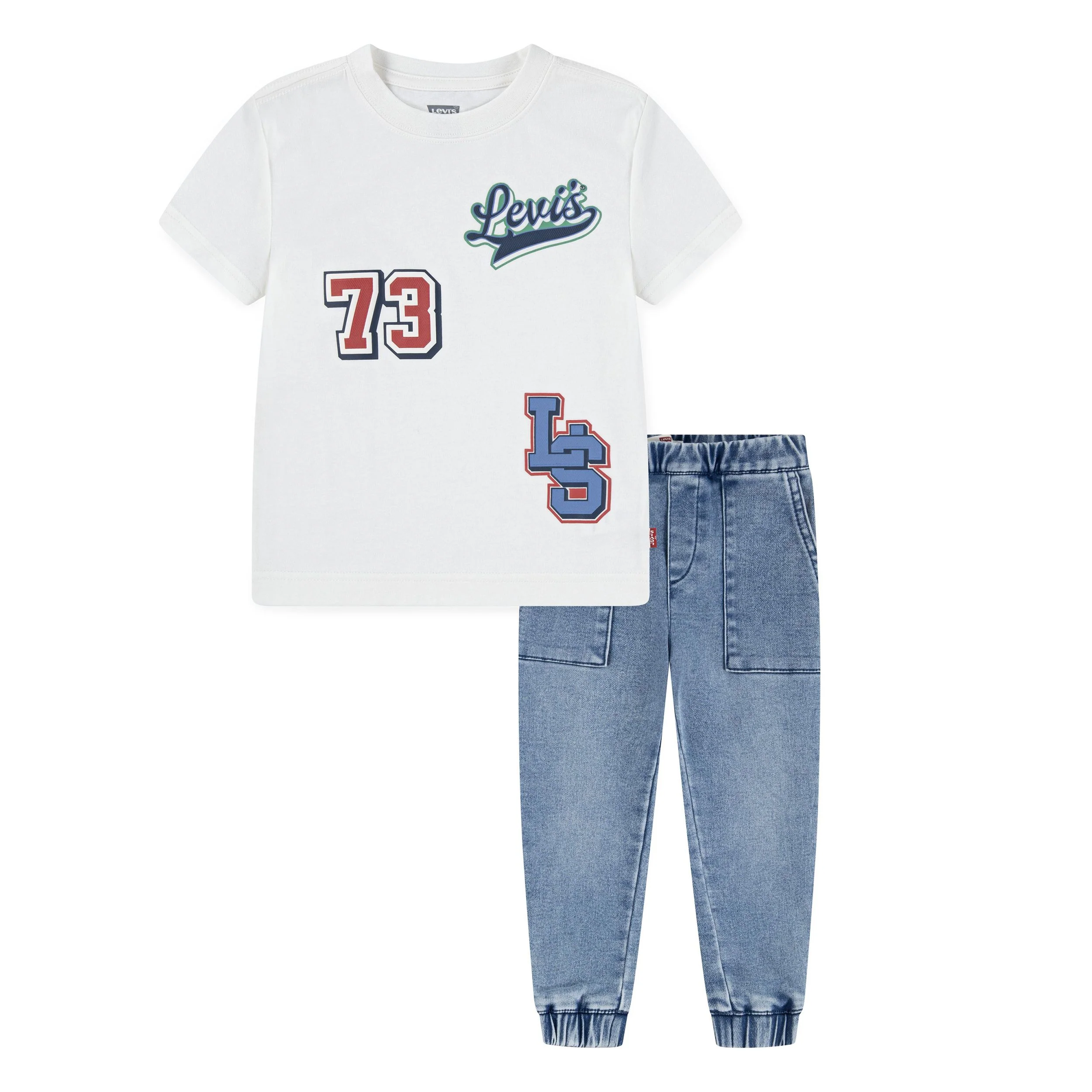 Moto Patch Tee W/ Dobby Jean Set (Toddler)