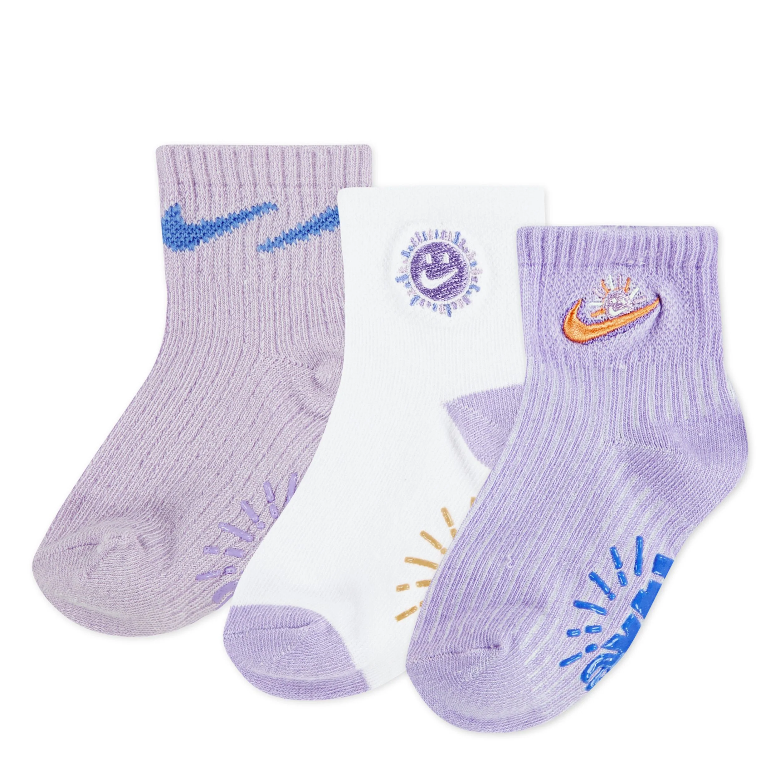 Sunny Swoosh Gripper Socks 3-Pack (Infant/Toddler)